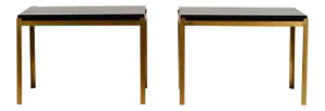 Caisson' Solid Brass and Black Lacquer End Tables by Design Frères - A Pair