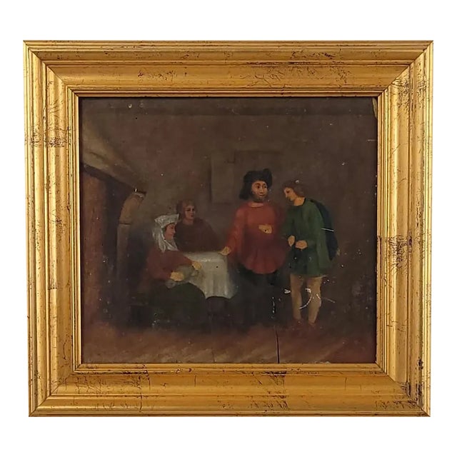 Oil on Board Rustic Genre Scene, Holland, 18th Century For Sale