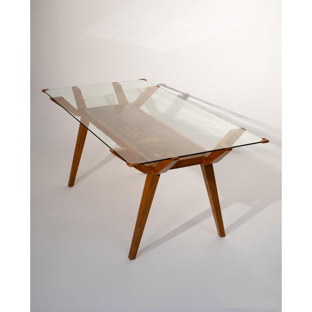 Mid-Century Italian Dining Table with Wood Inlay, 1950 For Sale - Image 15 of 15