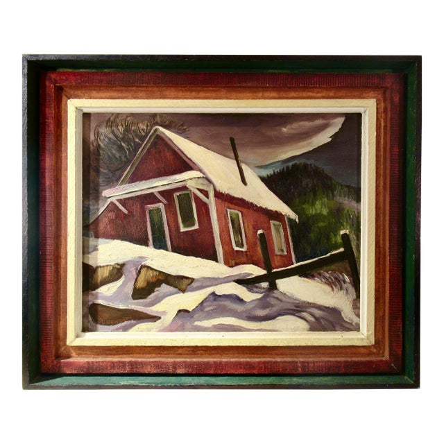 Charles Frederick Surendorf Landscape With Farm House In Winter C. 1950 Painting For Sale