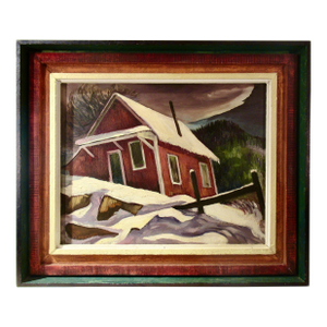 Charles Frederick Surendorf Landscape With Farm House In Winter C. 1950 Painting