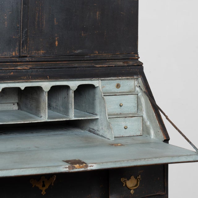 Wood Late 18th Century Danish Black Painted Oak Secretary Bureau For Sale - Image 7 of 10