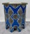 Moroccan Boho Chic White Brass Inlaid Side or End Table in Blue, a Pair For Sale - Image 4 of 12