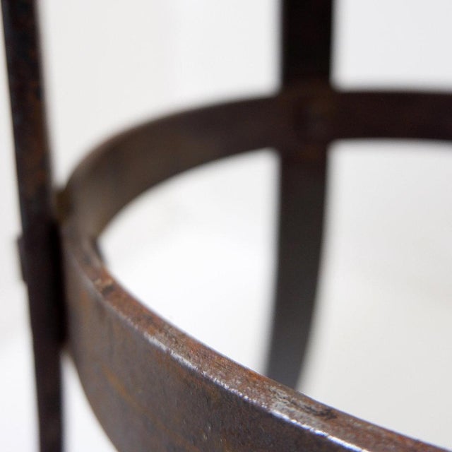 Brutalist Bar Stools in Oak and Wrought Iron, 1960s, Set of 2 For Sale - Image 4 of 14