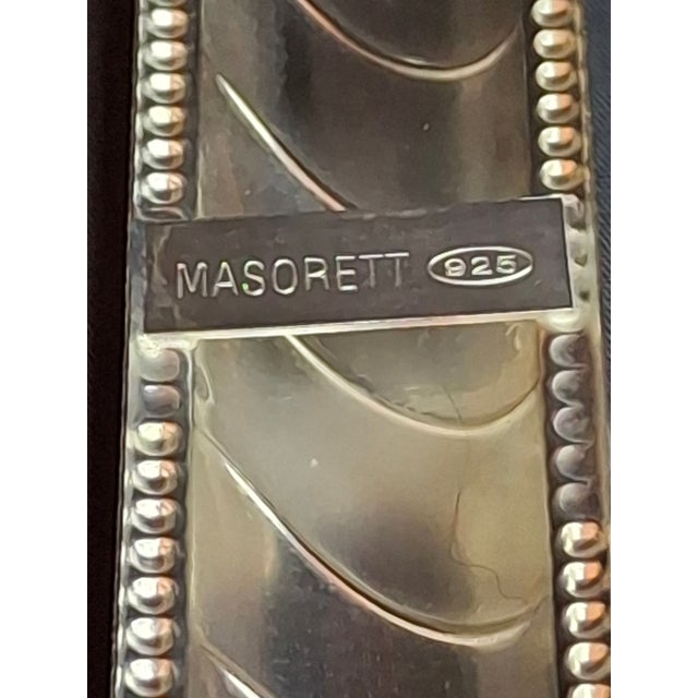 Metal Vintage Masorett Israel Sterling Silver 925 Mezuzah Case Diagonal Ribbed Beaded For Sale - Image 7 of 11