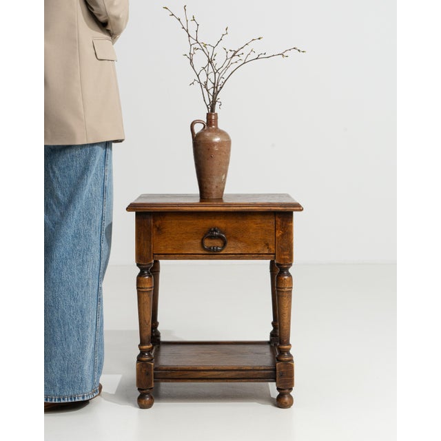 Brown French Oak Side Table in Original Patina, Circa 1970 For Sale - Image 8 of 14