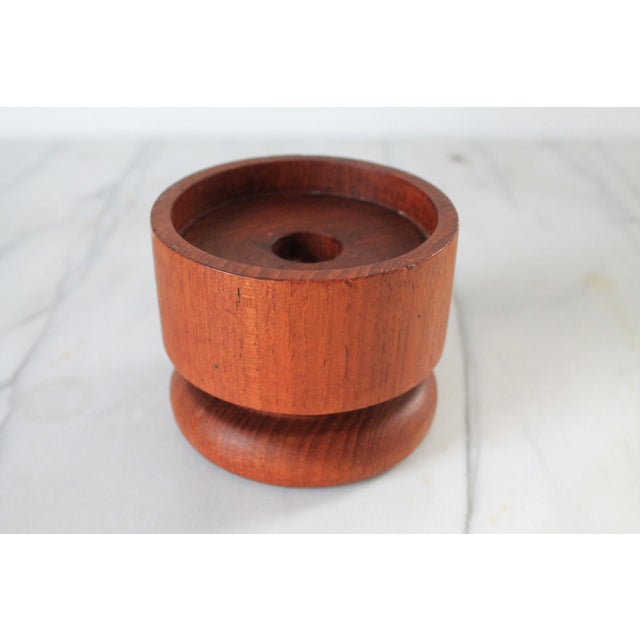 Vintage Kalmar Teak Wood Glass Hurricane Candleholder For Sale - Image 4 of 8