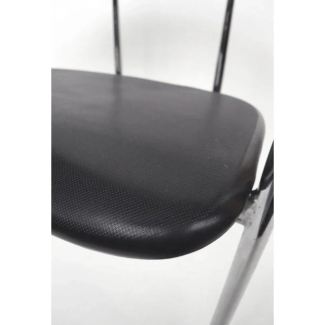 Metal Black Chrome P40 Armchairs by Giancarlo Vegni for Fasem, 1980s, Set of 4 For Sale - Image 7 of 8