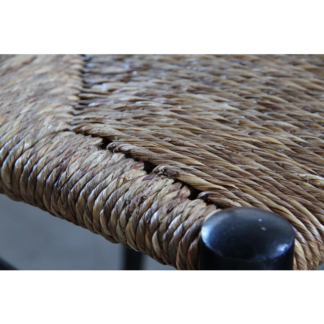 Vintage Italian Papercord Black Dining Chairs with Woven Seat, 1950s, Set of 8 For Sale - Image 16 of 18