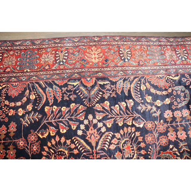 Navy Sarouk Ferehan Rug rug no.j5088 For Sale - Image 10 of 13