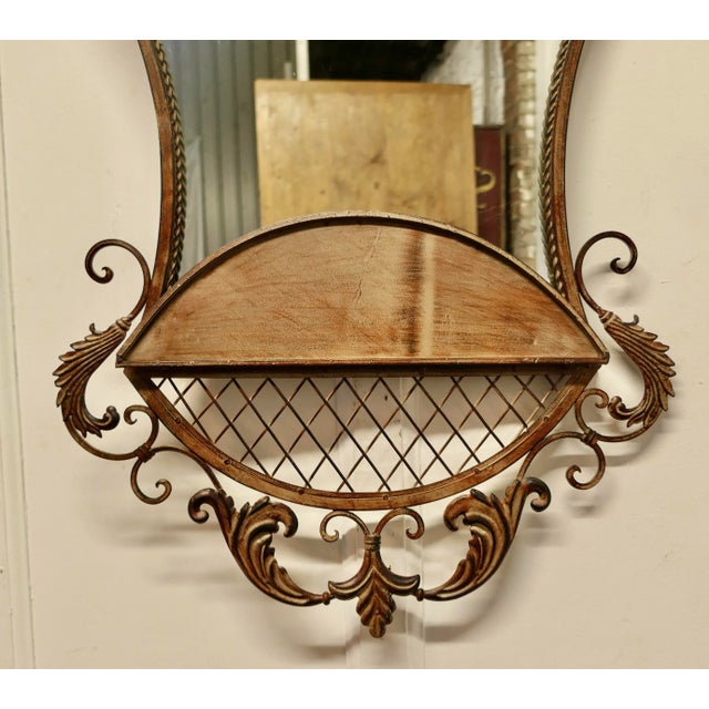 Metal Wall Mirror with Shelf, 1960s For Sale - Image 7 of 7