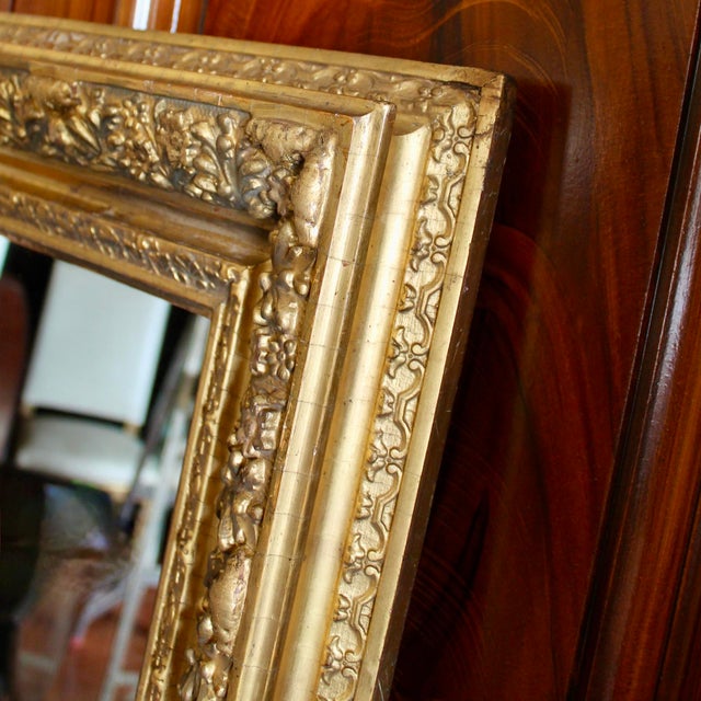 Early 20th Century Antique English Gilt Wood Rectangular Mirror For Sale - Image 5 of 9
