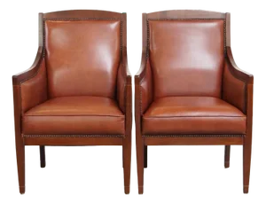 Set of Art Deco Armchairs in Cowhide