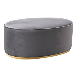 Scarlett Grey Velvet Ottoman For Sale
