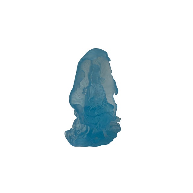 6.5" Light Blue Frosted Crystal Glass Bodhisattva Guanyin Figure For Sale In San Francisco - Image 6 of 11