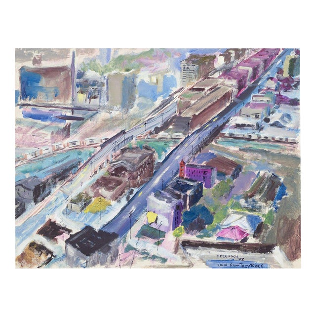 Staffan Freeman, View from Troy Tower Urban Cityscape, 1973, Oil Painting For Sale