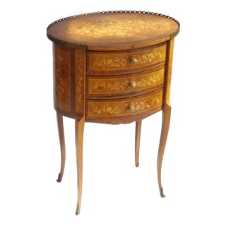 French Louis XV Nightstand with Drawers and Floral Details, 1920s For Sale