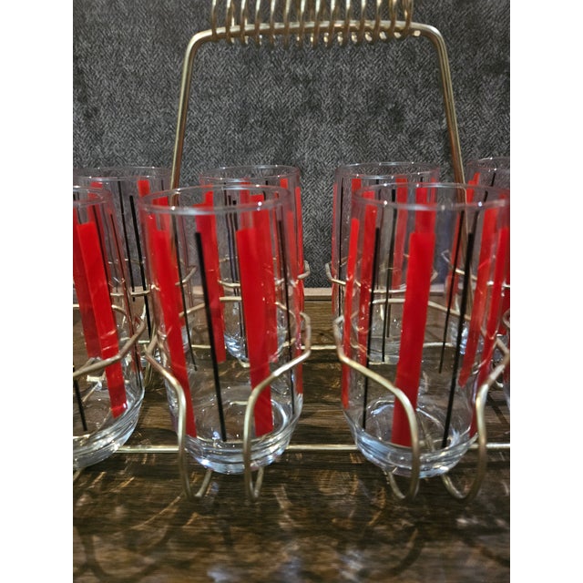 Mid-Century Modern Tumblers & Caddy- 9 Pieces For Sale - Image 4 of 12