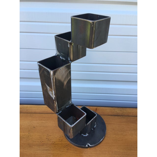 Vintage Abstract Hand Wrought Iron Industrial Modernist Sculpture For Sale - Image 9 of 10