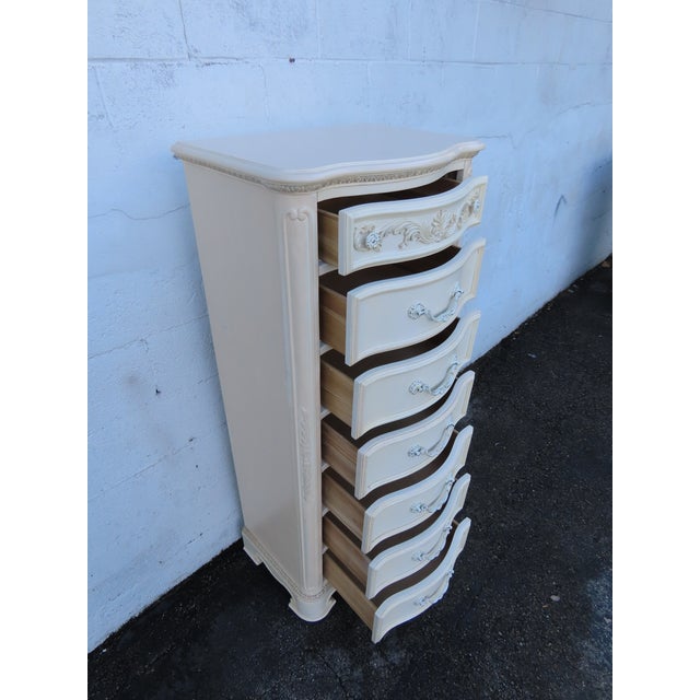 French Painted Tall Narrow Lingerie Jewelry Chest 6321 For Sale - Image 10 of 17