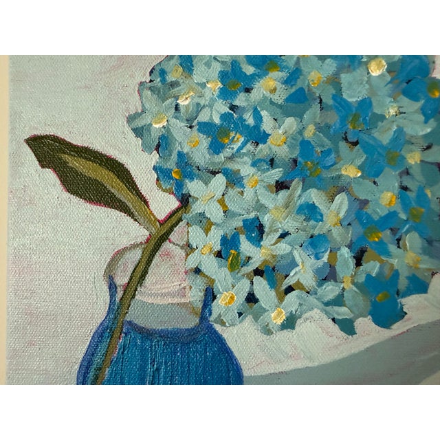 Modern Abstract Floral Folk Art Acrylic Painting on Canvas, Signed, Framed, Dated For Sale - Image 4 of 8