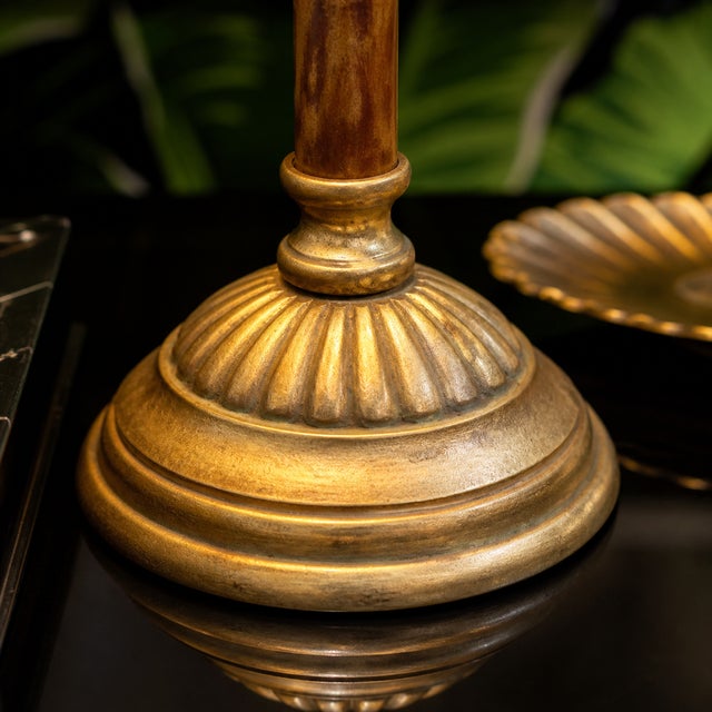 2000 - 2009 Vintage Hollywood Regency Gilt Coastal Palm Tree Table Lamps – A Pair For Sale - Image 5 of 7