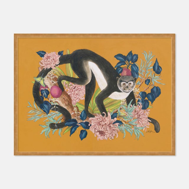 Contemporary Monkey Business by Allison Cosmos in Gold Frame, Small Art Print For Sale - Image 3 of 3