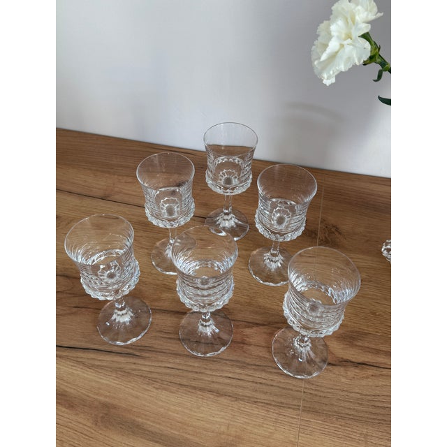 Vintage Crystal Wine Glasses, Set of 6 For Sale - Image 4 of 5