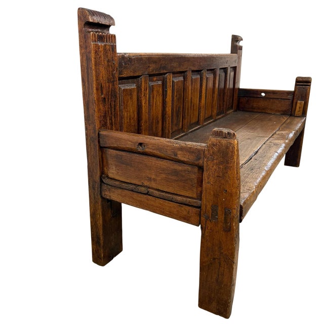 Antique Traditional Spanish Oak Bench For Sale - Image 10 of 18