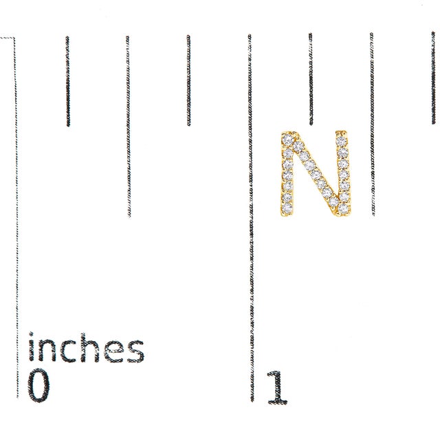 Early 21st Century 10K Yellow Gold 1/10 Cttw Diamond 'N' Initial Stud Earring For Sale - Image 5 of 5