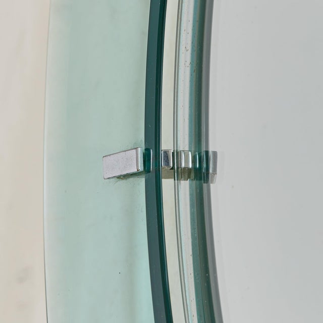 Italian Aqua Glass Round Wall Mirror Attributed to Cristal Arte, 1960s For Sale In Chicago - Image 6 of 10