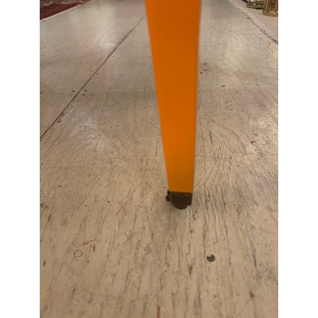 Glossy Hermes Orange Square Two Tier End Tables -a Pair For Sale - Image 15 of 16
