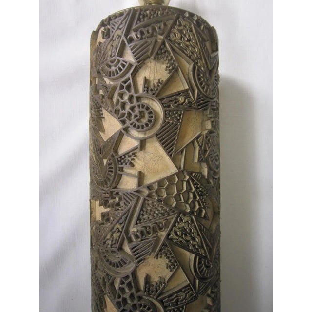 Mid-Century Modern Vintage Wallpaper Roller Lamp For Sale - Image 3 of 5