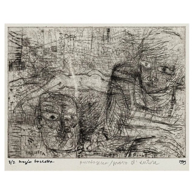 Sergio Barletta, Figures, Original Etching, 1959 For Sale