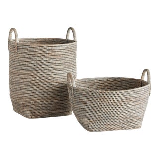 Burma Rattan Orchard Baskets, Set Of 2 For Sale