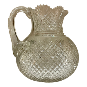 Antique Late 19th Century American Brilliant Glass Cut Crystal Water Pitcher for the Dining Table or Bar