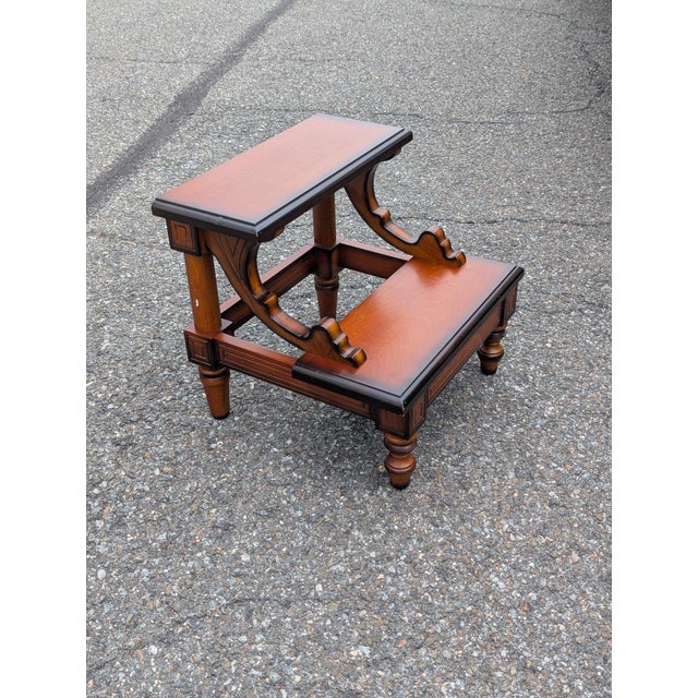 Brown Vintage Traditional Mahogany-Finished Two-Step Library Stool For Sale - Image 8 of 8