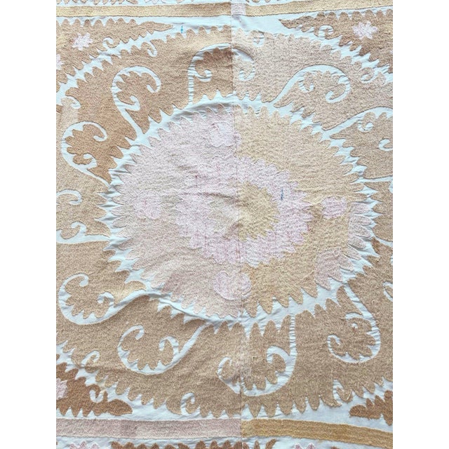 Boho Vintage Suzani from Tashkent, circa late 1960s. There are stains on this suzani. Dimension; 57'' x 59'' inches / 145...