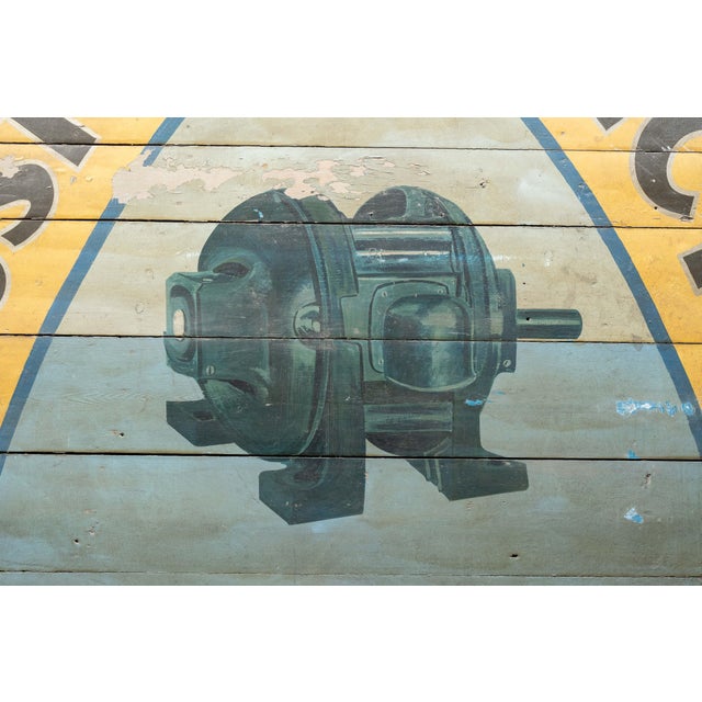 Oversize Antique Industrial Electric Service Hand-Painted Wooden Sign For Sale - Image 9 of 15