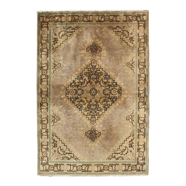 Medallion Style Tabriz Persian Vintage Rug With Medallion and Geometric Pattern For Sale