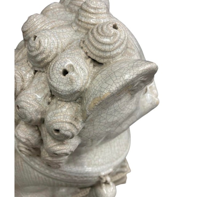 Vintage Crackle-Glazed Ceramic Foo Dog Guardian Statues For Sale In West Palm - Image 6 of 12