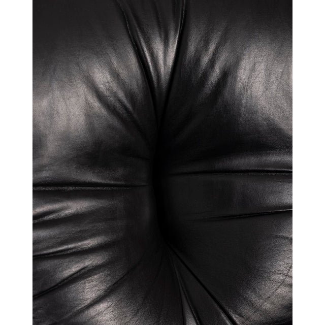 Vintage Italian Three-Seater Sofa in Black Leather, 1970s For Sale - Image 13 of 18