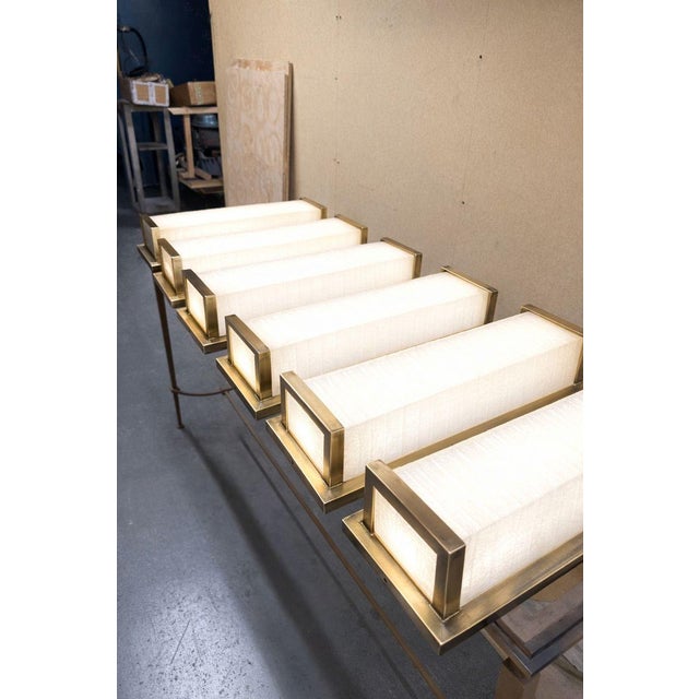 Mid-Century Modern Textured Glass & Solid Brass Wall Light Columns – Elegant Architectural Sconces For Sale - Image 3 of 3