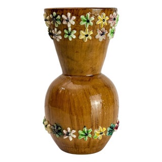 Italian Ceramic Bud Vase in Faux Bois Glaze by Fratelli Fanciullacci, 1960s For Sale