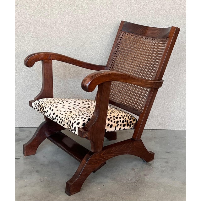 Mid 20th Century Pair of Mid 20th Century Walnut, Caned Back Fireplace Low Armchairs For Sale - Image 5 of 18