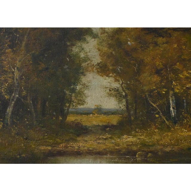 Salvignac, Pond Under the Woods, Early 20th Century, Oil on Canvas, Framed For Sale - Image 6 of 18