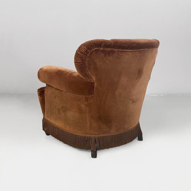 Italian Art Deco Lounge Chairs in Brown Velvet, 1930s, Set of 2 For Sale - Image 4 of 18
