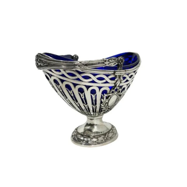 German Silver Basket with Blue Glass by Storck & Sinsheimer For Sale - Image 3 of 7