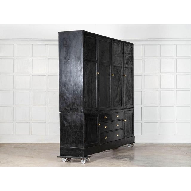 Antique English Ebonised Pine Housekeepers Cabinet, 1890 For Sale - Image 3 of 13