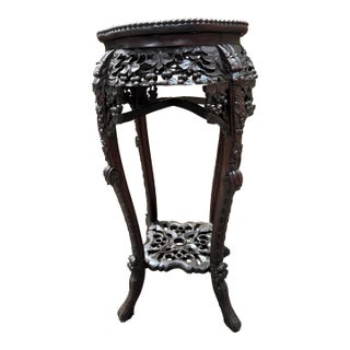 Antique Chinoiserie Rosewood Plant Stand For Sale